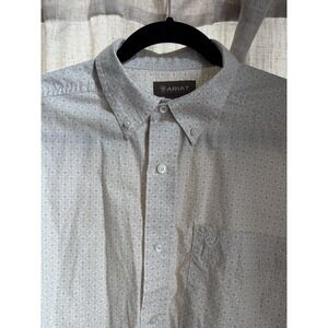 Ariat Mens M Western Shirt White Beige Diamond Button Down Long Sleeve Cowboy